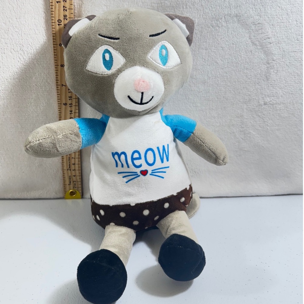 A‎ A Global Industries Cat Plush Toy Meow Blue Shirt Polka Dot Skirt